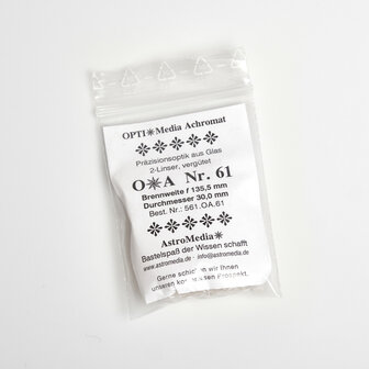 OA61 Lens glas achromatische doublet  &oslash;31,0mm f= 135,5mm